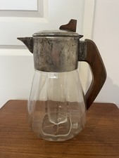 WMF Art Deco Kalte Ente Holzgriff Kristall Kanne Krug Glaskaraffe Versilbert Rar