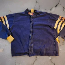 Vintage RJS Jacket FR3 Racing Equipment Adult LG Blue Full Zip Stripes Sfi 