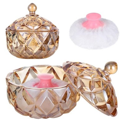 Amber Glass Loose & Puff Container Portable Dusting Storage Jar Refillable Cr...
