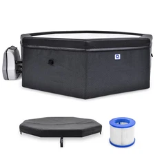 JLeisure Aegean 1,200 Liter 65 inch 6 Person Rigid Foam Wall Hot Tub Spa, Black