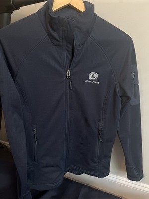 The North Face Women s Jacket Navy Blue John Deere Logo Sz S Small Pockets EUC
