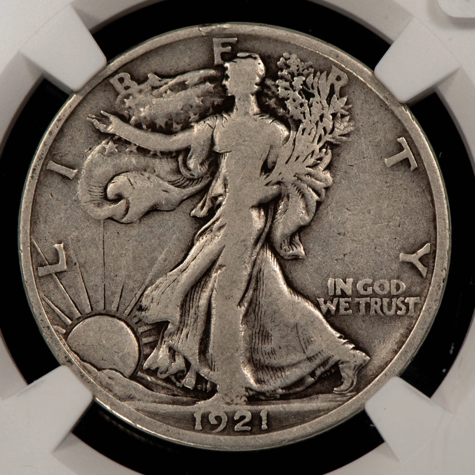 1921 50c Walking Liberty Silver Half Dollar - Key Date - NGC Fine 12 - SKU-B5275 - Image 3 of 4