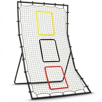 6x4 FT Baseball Softball Rebounder Net w/ 3 Strike Zones & Steel Frame, Backyard