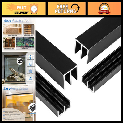 48'' Metal Sliding Door Track Set for 1/4'' Glass Panels - Closet, Cabinet, Window