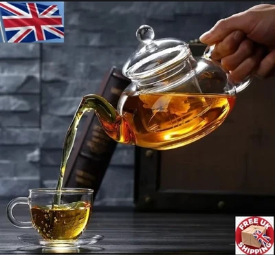 Borosilicate Glass Flower Tea Pot 400ml 1000ml Heat-Resistant Stovetop Safe