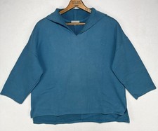 Habitat Clothes to Live in Cozy Fleece Pullover Womens Medium Blue 3/4 Sleeve
