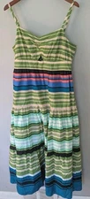 New W/Tag On 34th striped multicolor Lined Long maxi sundress w/cutout Sz Large