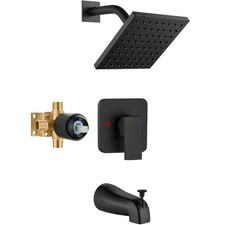 Bathtub Shower Faucet Set, 6 Inch Square Trim Kit with Single Handle, Showerh...