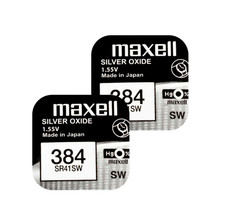 2 Maxell 384 392 SR41SW Batteries Silver 1.55V Watch Battery Exp 2024