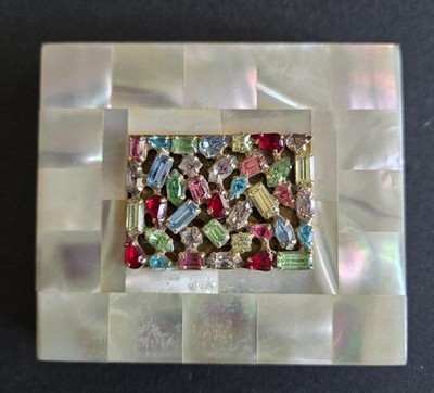 jeweled cigarette holder Vintage Mother of Pearl and Rhinestone Cigarette Case by Elgin American