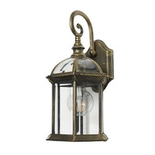 Litecraft Wall Light Outdoor Distressed Effect Lantern - Antique Brass Clearance