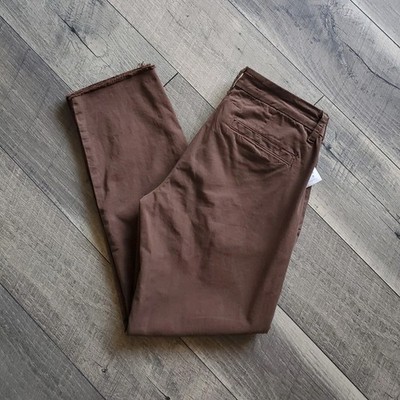 Frank & Eileen Chino Crop 00 Chocolate Wicklow Italian Twill Raw Hem $298 USA