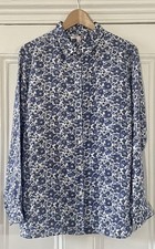 Liberty X Uniqlo Womens Blue Betsy Floral Linen Long-Sleeve Shirt XL UK 16 EU 44