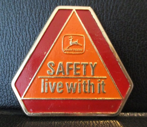 John Deere Safety Live With It Belt Buckle Slow Moving Vehicle Sign 1989 jd Logo