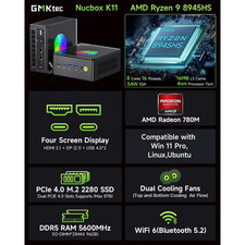 GMKtec Gaming PC, AMD Ryzen 9-8945HS(Up to 5.2GHz), 32GB RAM 2TB SSD, Mini Des