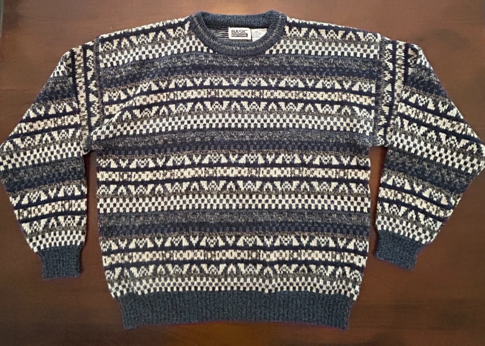 vtg geometric comfy 90s knit vintage preppy ugly grandpa sweater winter acrylic - Image 2 of 4