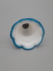 Antique Milk Glass Oil Lamp Smoke Bell Blue Fluted Edge 3 1/2" Tall — photo 3