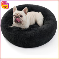 Hundebett Waschbar PlüSch Rund Ø 70 Cm Kuschelbett FüR Hunde Katzen Dunkelgrau