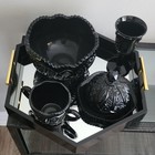 Vintage Indiana Glass Tiara Black Monarch Paneled Daisy 4-Pc Set