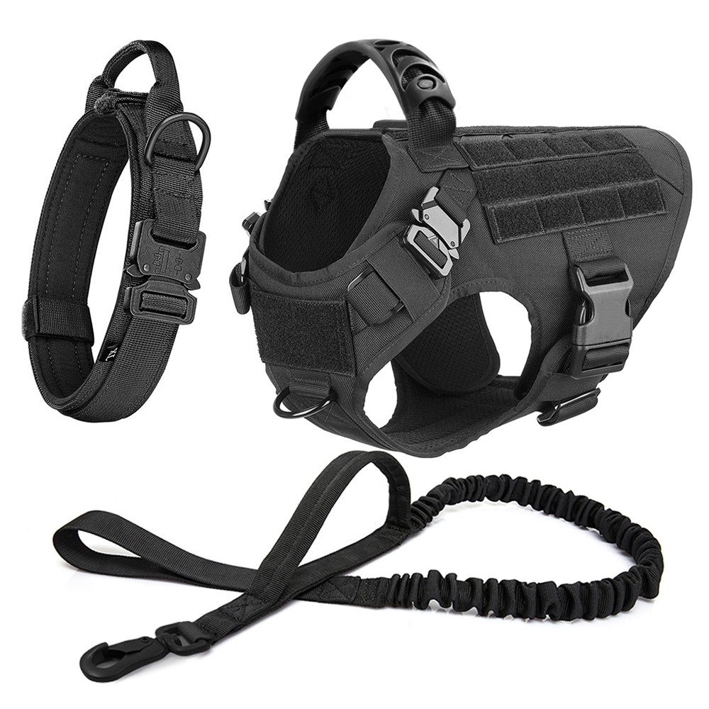 Tactical Dog Vest Kit with dog leash dog collar and Multiple Accessories