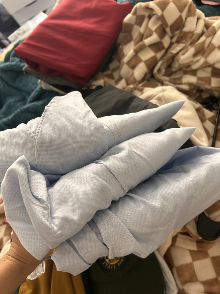 Set of 3 IKE BEHAR New York Light Blue Button Down Long Sleeve Casual Shirt 16 - Image 3 of 4