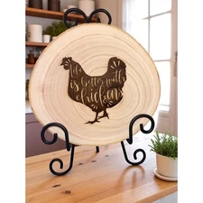 Engraved Rustic Wood Slice Life Is Better With Chickens Farmhouse Kitchen Decor