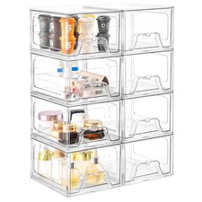 8 Pack Stackable Makeup Organizer, 4.4'' Tall Acrylic Bathroom Makeup Organiz...