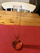 Vintage Hand-Blown "Amber Bubble" Art Glass Bud Vase