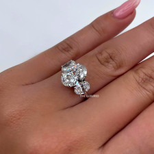 14k White Gold Diamond Ring Engagement Oval Cut 4.50 Carat IGI Lab Created