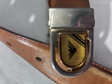 Christian Dior Belt Full Grain Analine Cowhide Brass Buckle Brown