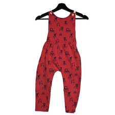 Zara Toddler 3/4 yrs Red Overalls Chair print Cute Soft Artsy comfy fun