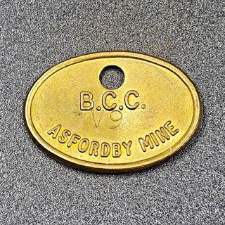 Vintage B.C.C. Asfordby Mine Brass Miners Check Tag V9 Coal Mining Memorabilia