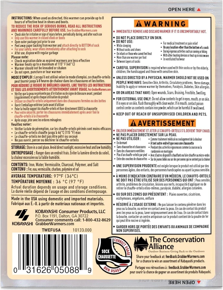 Calentadores Grabber Toe 80 calentadores (40 pares) Foto 4 de 4