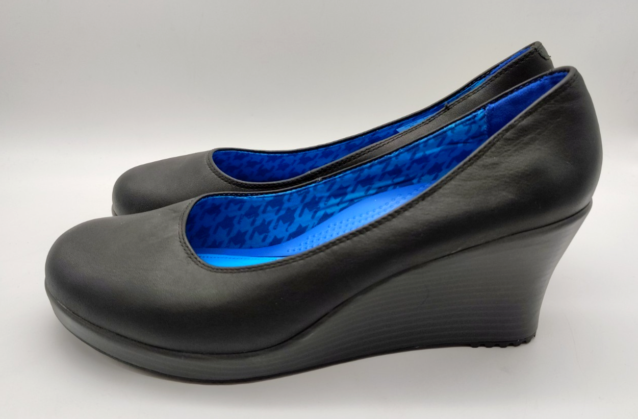 Black Leather Crocs A-Leigh 3