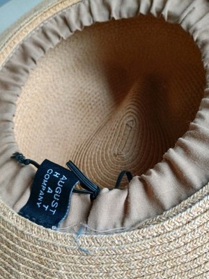 Neutral Gold Shimmer Leather Details Adjustable Sunhat Excellent Condition Women main image 3