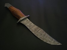 12.5" CUSTOM HAND MADE DAMASCUS STEEL HUNTING KNIFE ROSEWOOD HANDL W/SHEATH F374