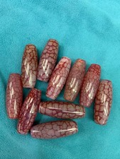 10Pcs Wonderful Rare Tibetan Red Dragon Vein Natural Agate Dzi 40mm Beads