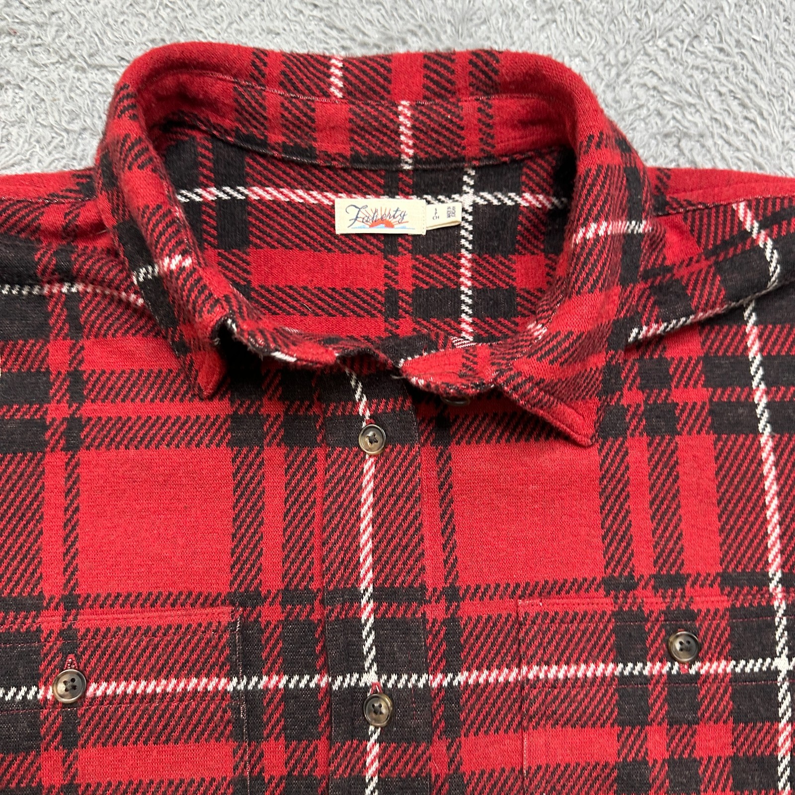 Faherty Legend Sweater Shirt Womens S Red Plaid Flannel Button Up Soft Stretchy image 3