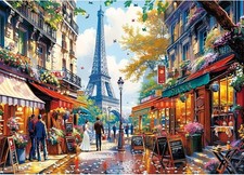 1000 Pieces Puzzle for Adults - Charming Paris Puzzle for Eiffel Tower Couple