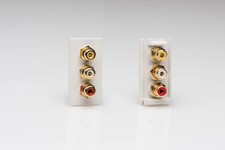 Modular Grid System White Triple Phono Socket Female RCA 1 DataGrid Space