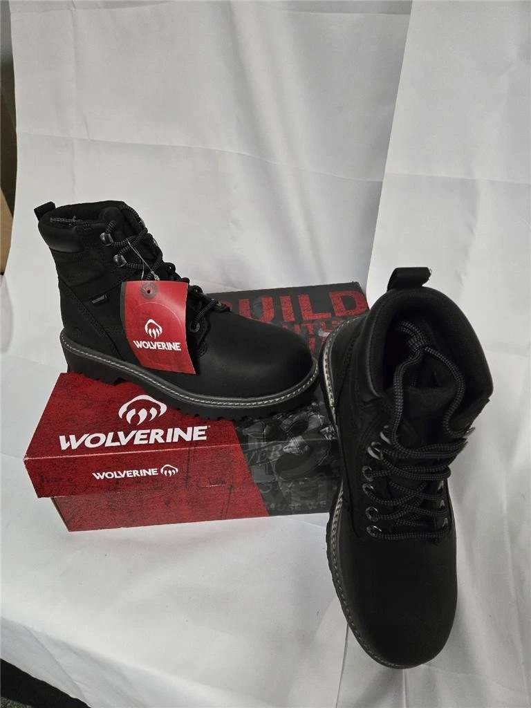 .= Wolverine Floorhand WP Black Shoes Men 7.5M Waterproof NEW