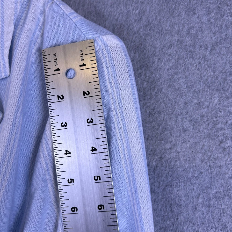 Blazer Caslon Feminino Grande Listra de Linho Azul Botão Único Preppy Coastal - Imagem 4 de 4