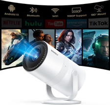 Mini Projector with Android 12 Built-in App  Electric Focus 1080P...