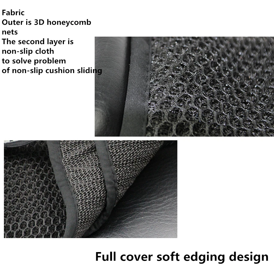 Black L Size Motorcycle Cool Seat Cover Mesh Cushion Sunscreen Pad Accessories - Изображение 3 из 4