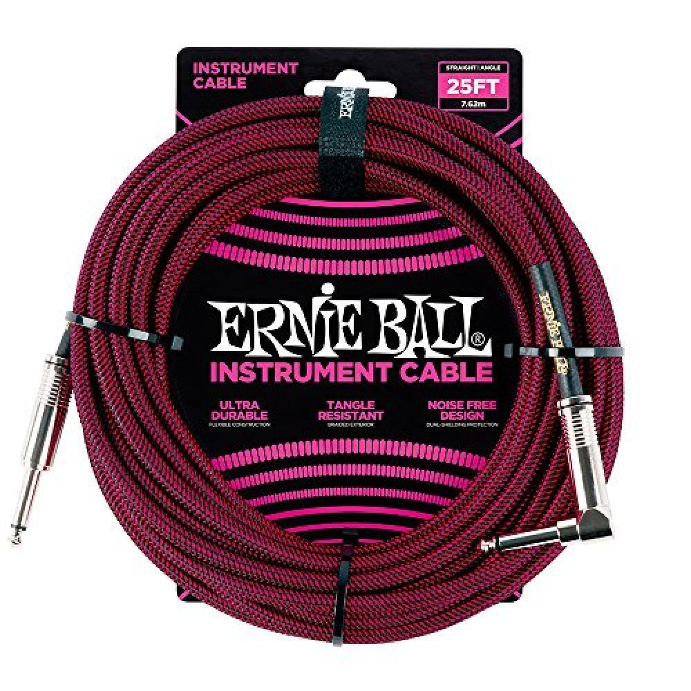 (TG. 25ft) Cavo per strumenti diritti, Treccia angolare Ernie Ball di 25", Rosso