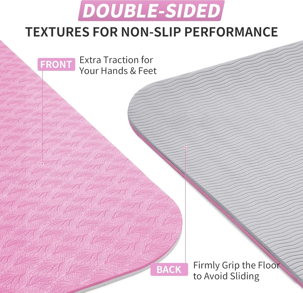 Non-Slip Extra Thick Yoga Mat for Women Men Kids 1/3 1/4 2/5 Inch