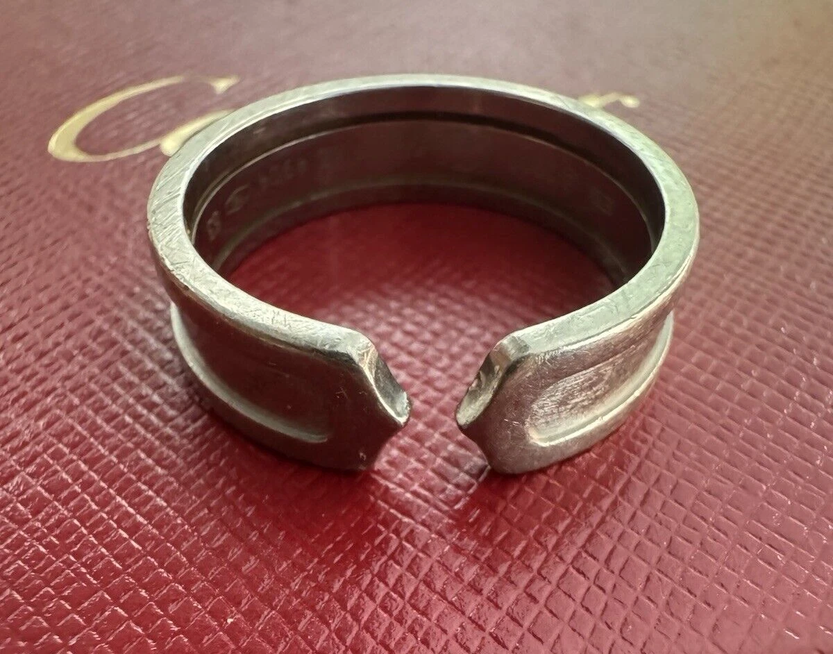 Cartier — Cartier double C mens ring, 18K white gold