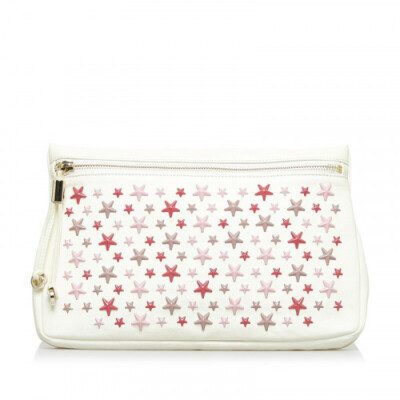 Jimmy Choo] Zena Star Studs Clutch Bag Second Bag White Leather