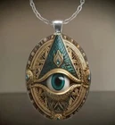 Mason Gothic Oval Jewelry Vintage Silvery Elegant Evil Eye Pendant Necklace