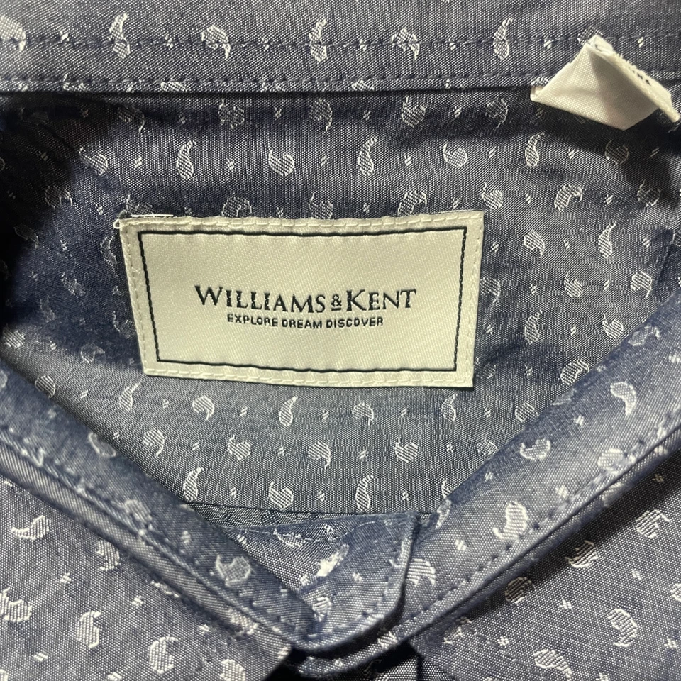 Williams & Kent XL 100 % algodón azul cobalto estampado con botones Foto 2 de 4